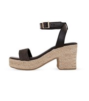 South Beach Dark Brown Leather-Look Espadrille Platform Heel Sandals